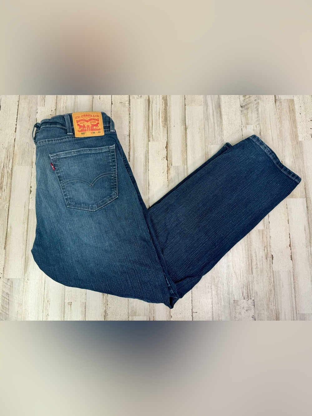 Levi's Men's 505 Regular Fit 38x30 Denim Jeans Medium Stonewash